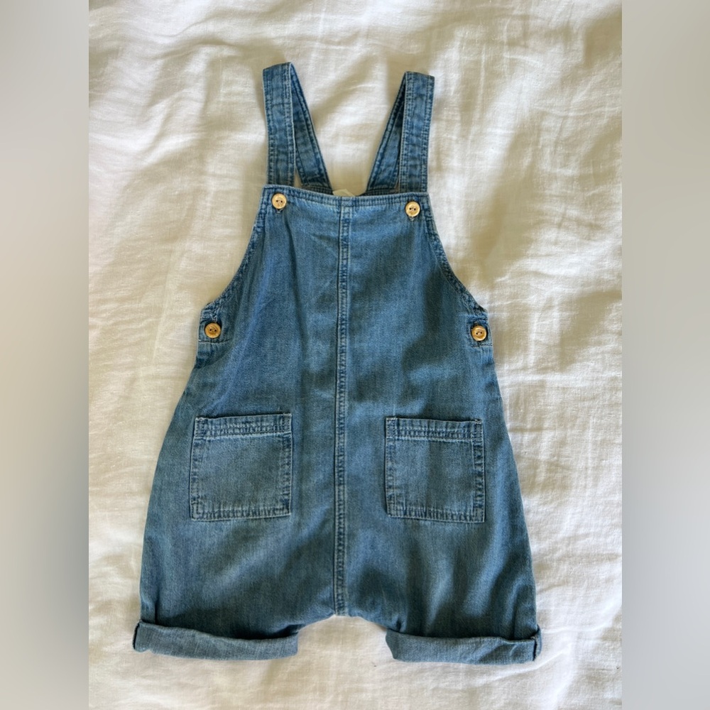 H&M toddler denim shorts overalls 12-18 months